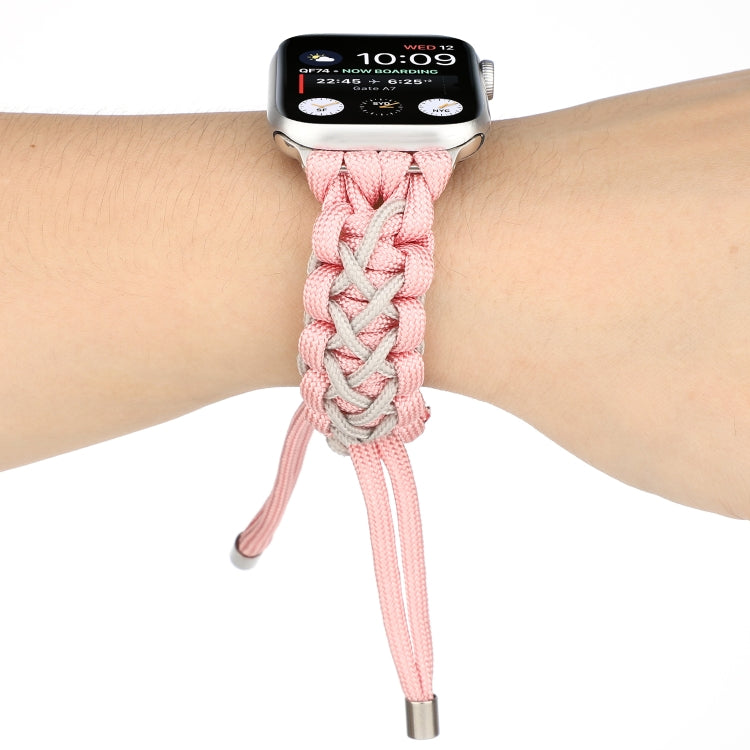 Braided Umbrella Cord Strap For Apple Series 7 45mm / 6 & SE & 5 & 4 44mm / 3 & 2 & 1 42mm(Pink) by bashfashion