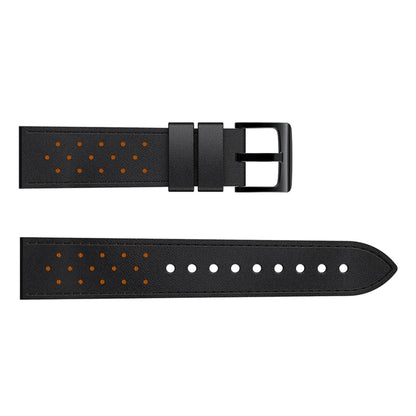 For Samsung Galaxy Watch 3 45mm Round Hole Line Leather Watch Band(Black Leather Line Orange Point) by bashfashion