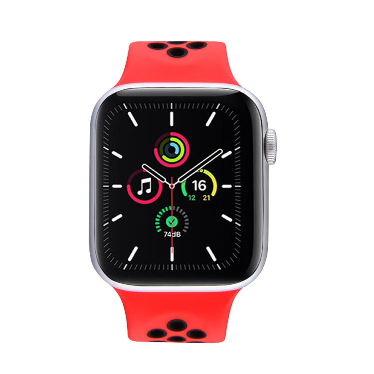 Elastic Silicone Watch Band For Apple Watch Series 7 45mm / 6 & SE & 5 & 4 44mm / 3 & 2 & 1 42mm, Length:150mm(Red Black) by bashfashion