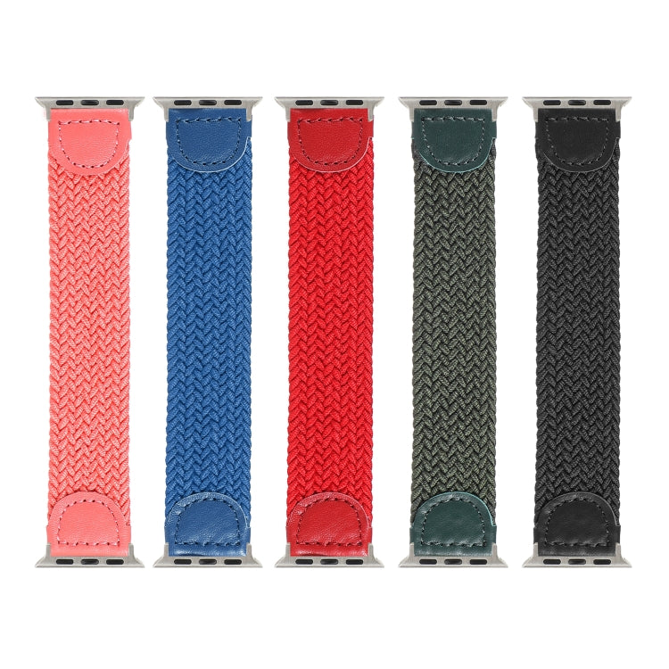 Nylon + Leather Braided Watch Band For Apple Watch Series 9&8&7 41mm / SE 3&SE 2&6&SE&5&4 40mm / 3&2&1 38mm, Size:S(Red) by bashfashion