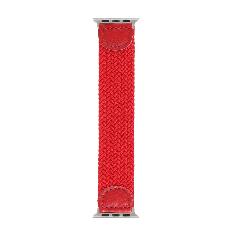 Nylon + Leather Braided Watch Band For Apple Watch Series 9&8&7 41mm / SE 3&SE 2&6&SE&5&4 40mm / 3&2&1 38mm, Size:L(Red) by bashfashion