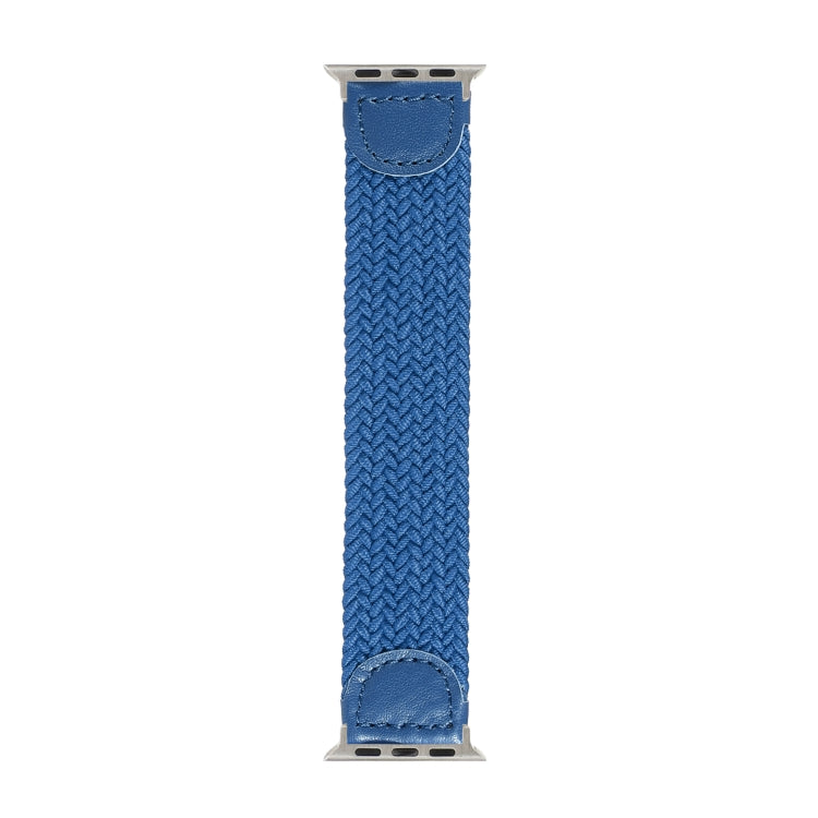 Nylon + Leather Braided Watch Band For Apple Watch Series 9&8&7 41mm / SE 3&SE 2&6&SE&5&4 40mm / 3&2&1 38mm, Size:L(Blue) by bashfashion