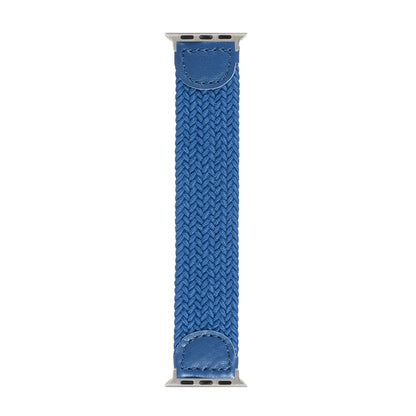 Nylon + Leather Braided Watch Band For Apple Watch Series 9&8&7 41mm / SE 3&SE 2&6&SE&5&4 40mm / 3&2&1 38mm, Size:L(Blue) by bashfashion