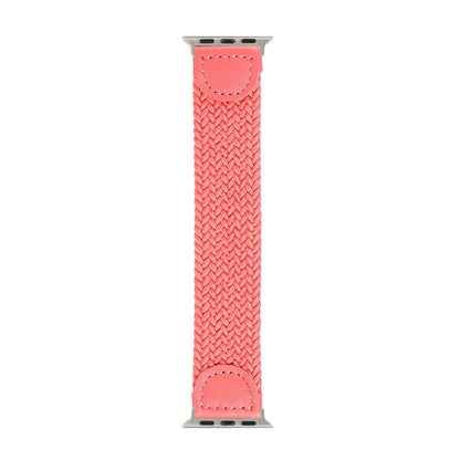 Nylon + Leather Braided Watch Band For Apple Watch Series 7 45mm / 6 & SE & 5 & 4 44mm / 3 & 2 & 1 42mm, Size:M(Rose Red) by bashfashion