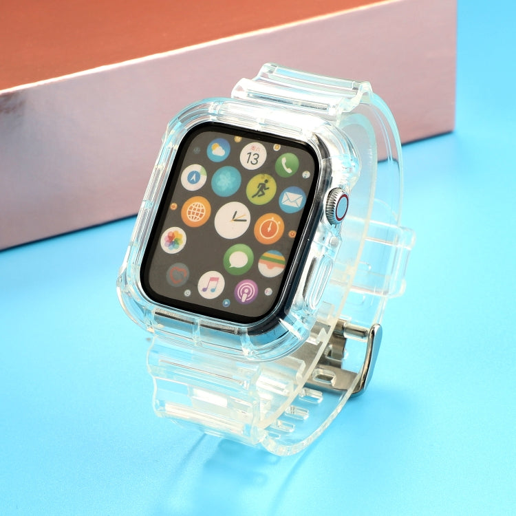 Transparent TPU Integrated Watch Band For Apple Watch Series 7 45mm / 6 & SE & 5 & 4 44mm / 3 & 2 & 1 42mm(White) by bashfashion