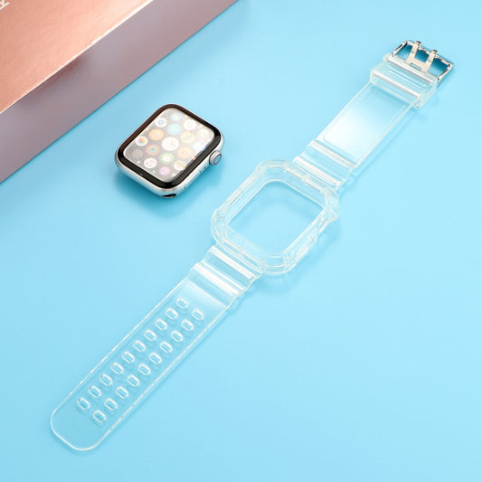 Transparent TPU Integrated Watch Band For Apple Watch Series 7 45mm / 6 & SE & 5 & 4 44mm / 3 & 2 & 1 42mm(White) by bashfashion