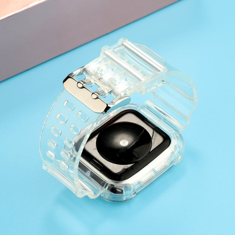 Transparent TPU Integrated Watch Band For Apple Watch Series 7 45mm / 6 & SE & 5 & 4 44mm / 3 & 2 & 1 42mm(White) by bashfashion