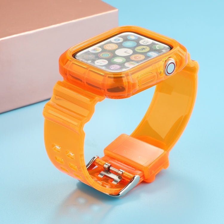 Transparent TPU Integrated Watch Band For Apple Watch Series 7 45mm / 6 & SE & 5 & 4 44mm / 3 & 2 & 1 42mm(Orange) by bashfashion