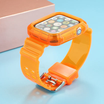 Transparent TPU Integrated Watch Band For Apple Watch Series 7 45mm / 6 & SE & 5 & 4 44mm / 3 & 2 & 1 42mm(Orange) by bashfashion