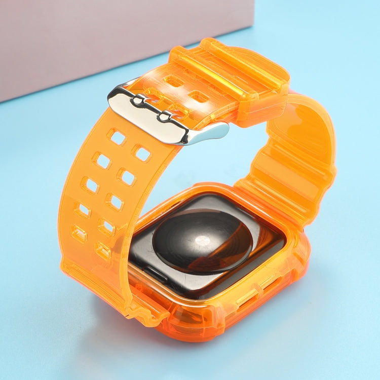 Transparent TPU Integrated Watch Band For Apple Watch Series 7 45mm / 6 & SE & 5 & 4 44mm / 3 & 2 & 1 42mm(Orange) by bashfashion