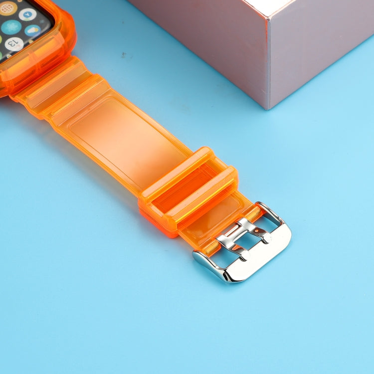 Transparent TPU Integrated Watch Band For Apple Watch Series 7 45mm / 6 & SE & 5 & 4 44mm / 3 & 2 & 1 42mm(Orange) by bashfashion
