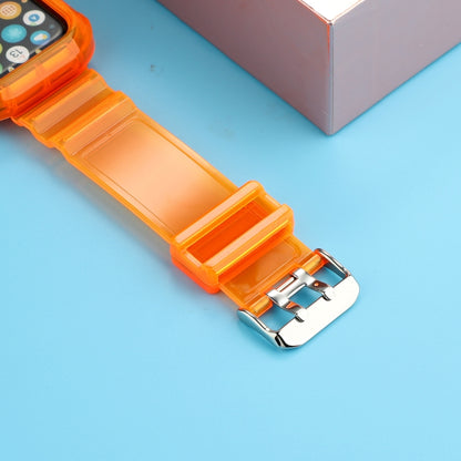 Transparent TPU Integrated Watch Band For Apple Watch Series 7 45mm / 6 & SE & 5 & 4 44mm / 3 & 2 & 1 42mm(Orange) by bashfashion