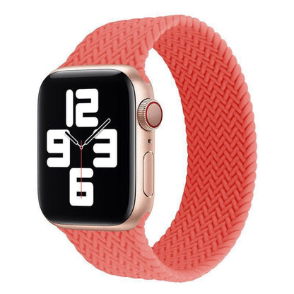 Single-turn Woven Pattern Silicone Watch Band For Apple Watch Series 7 45mm / 6 & SE & 5 & 4 44mm / 3 & 2 & 1 42mm, Size:S(Watermelon Red) by bashfashion