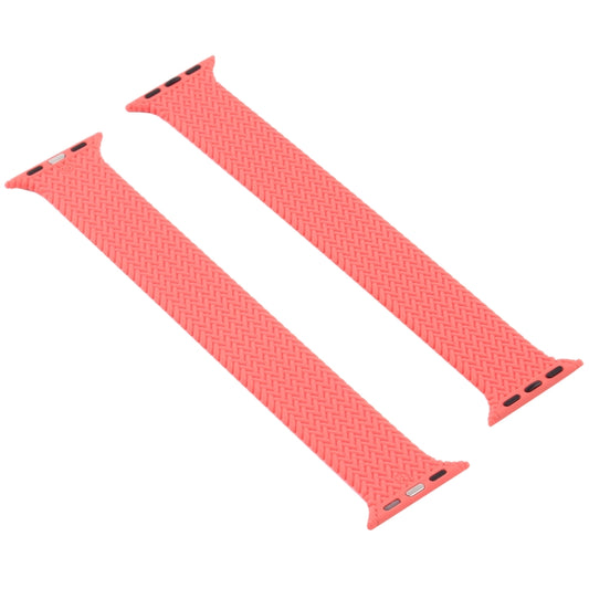 Single-turn Woven Pattern Silicone Watch Band For Apple Watch Series 7 45mm / 6 & SE & 5 & 4 44mm / 3 & 2 & 1 42mm, Size:S(Watermelon Red) by bashfashion