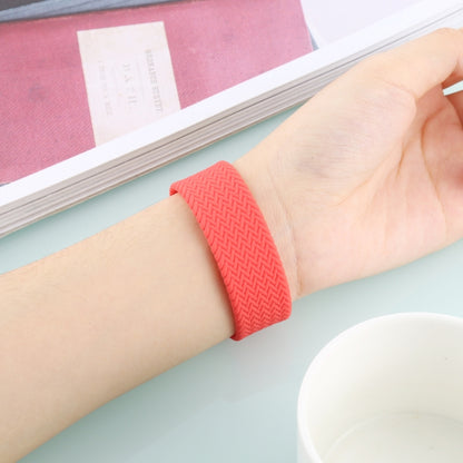 Single-turn Woven Pattern Silicone Watch Band For Apple Watch Series 7 45mm / 6 & SE & 5 & 4 44mm / 3 & 2 & 1 42mm, Size:S(Watermelon Red) by bashfashion