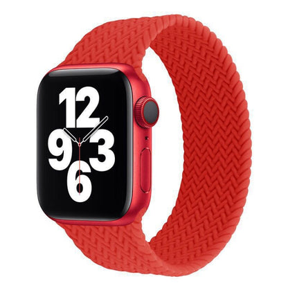 Single-turn Woven Pattern Silicone Watch Band For Apple Watch Series 7 45mm / 6 & SE & 5 & 4 44mm / 3 & 2 & 1 42mm, Size:L(Red) by bashfashion