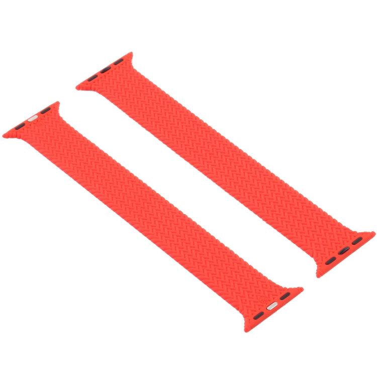 Single-turn Woven Pattern Silicone Watch Band For Apple Watch Series 7 45mm / 6 & SE & 5 & 4 44mm / 3 & 2 & 1 42mm, Size:L(Red) by bashfashion