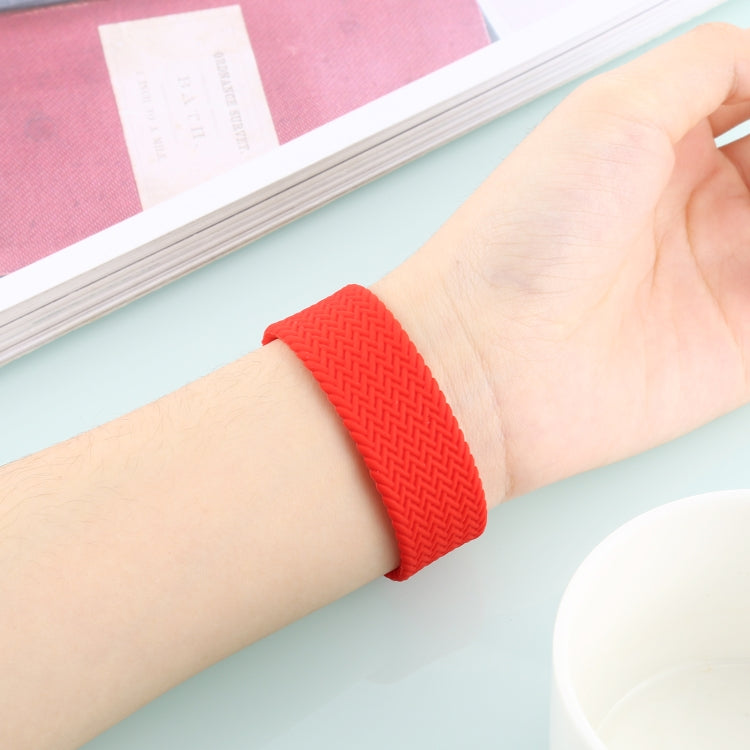 Single-turn Woven Pattern Silicone Watch Band For Apple Watch Series 7 45mm / 6 & SE & 5 & 4 44mm / 3 & 2 & 1 42mm, Size:L(Red) by bashfashion