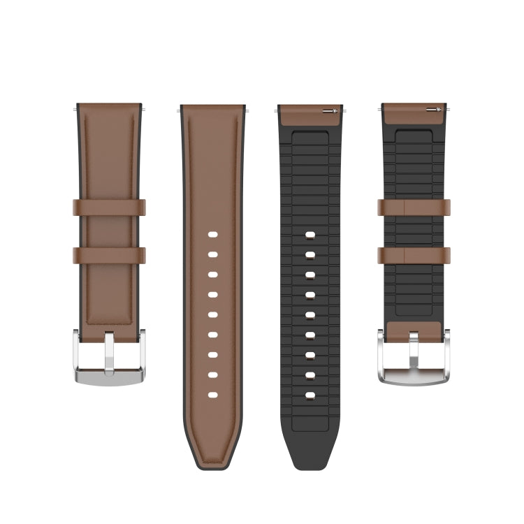 20mm Silicone Leather Watch Band for Samsung Galaxy Watch 3 41mm(Brown) by bashfashion