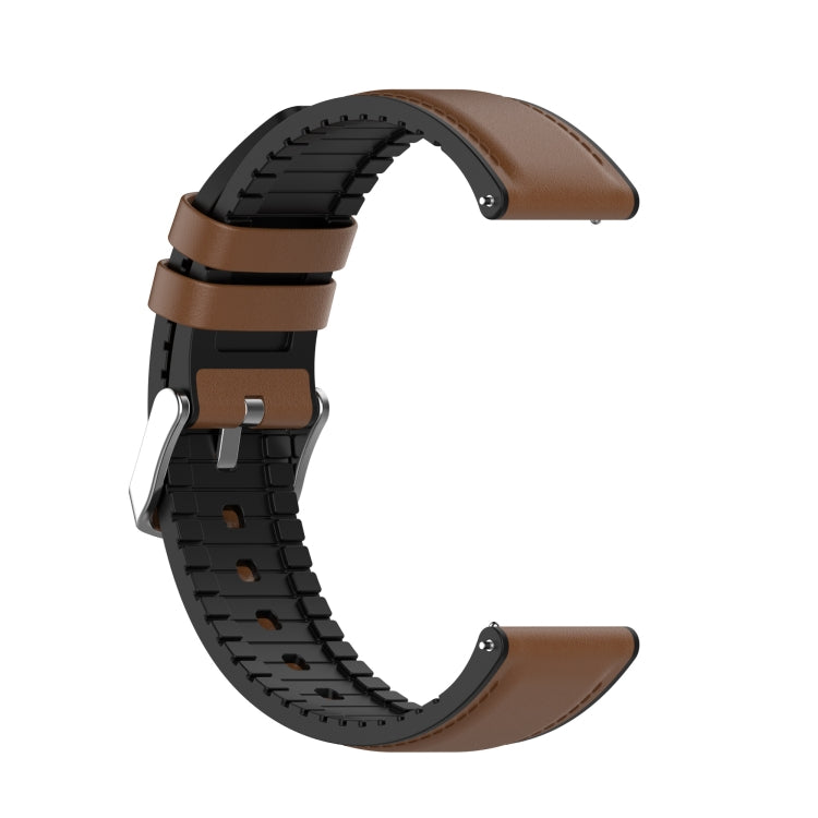 22mm Silicone Leather Watch Band for Samsung Galaxy Watch 3 45mm(Brown) by bashfashion