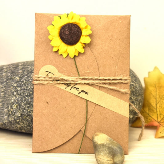 10 PCS Festival Creative DIY Retro Kraft Paper Handmade Small Dry Flower Greeting Card Birthday Card by bashfashion