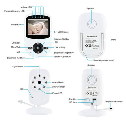 BM-SM24 2.4 inch LCD 2.4GHz Wireless Surveillance Camera Baby Monitor with 8-IR LED Night Vision, Two Way Voice Talk(White) by bashfashion
