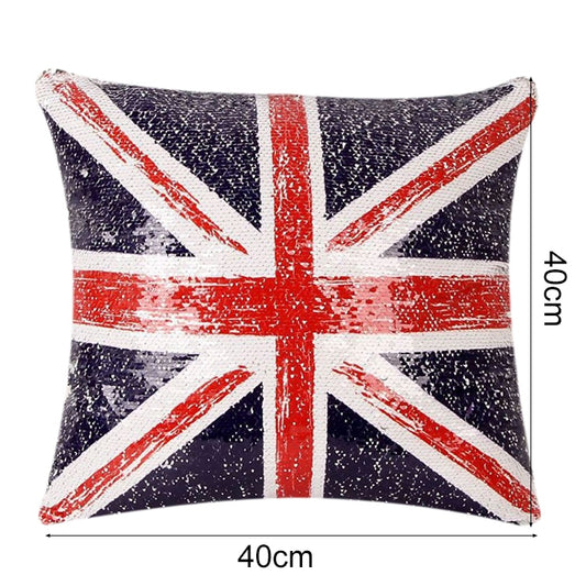 Sequin British Flag Pattern Decorative Cushion Covers Reversible Pillow Cover, Size: 40cm x 40cm by bashfashion