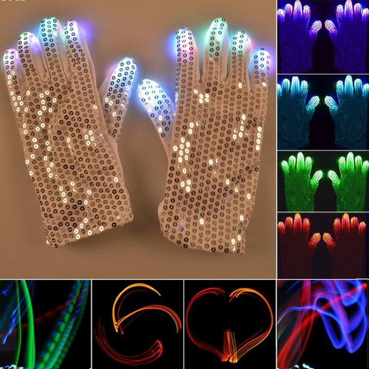1 Pair Sequins Glowing Gloves LED Flash Gloves Dance and Party Supplies Halloween, Christmas and Other Festival Supplies by bashfashion