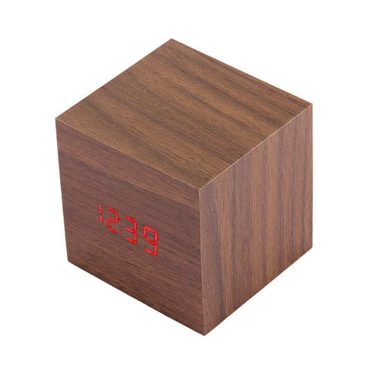 Wood Clock Desk Table LED Digital Display Alarm Clock with Time & Date & Temperature Display(Brown) by bashfashion