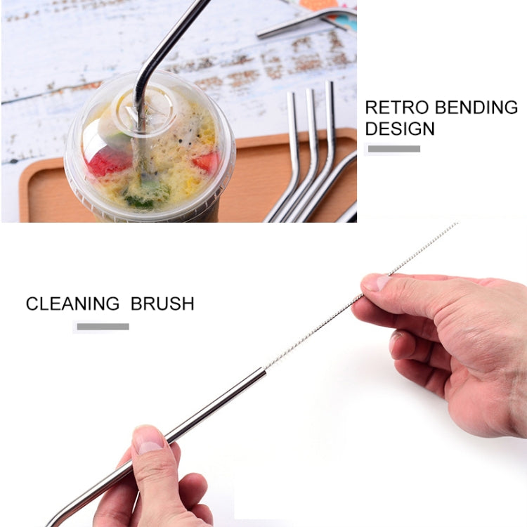 4pcs Reusable Stainless Steel Drinking Straw + Cleaner Brush Set Kit, 266*6mm(Silver) by bashfashion