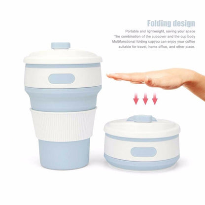 350ml Folding Portable Silicone Coffee Cup Multi-function Travel Cup (Baby Blue) by bashfashion