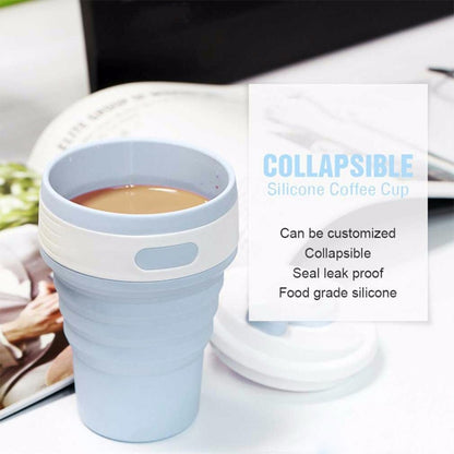 350ml Folding Portable Silicone Coffee Cup Multi-function Travel Cup (Baby Blue) by bashfashion