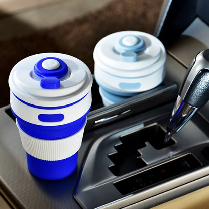 350ml Folding Portable Silicone Coffee Cup Multi-function Travel Cup (Baby Blue) by bashfashion