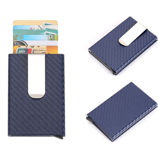 Carbon Fiber Antimagnetic Solid Color Credit Card Holder Money Clip Wallet, Size: 10*6.6cm(Blue) by bashfashion