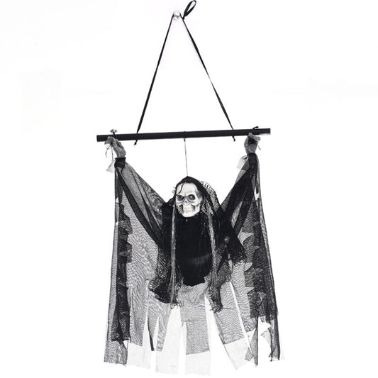 Halloween Electric Luminous Skeleton Hanging Head Induction Props Haunted House Decorations Toys by bashfashion