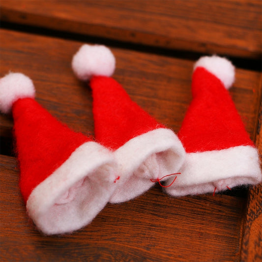 20 PCS Christmas Dinner Table Decoration Candy Lollipop Hat, Non-woven Fabric Mini Christmas Hat by bashfashion