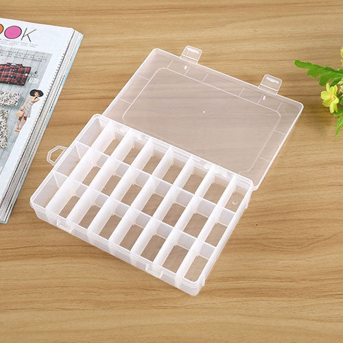 Plastic Removable Grid 24 Slots Box Organizer Storage Container for Jewelry Earring by bashfashion