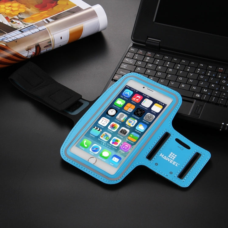 HAWEEL Sport Armband Case with Earphone Hole & Key Pocket, For iPhone XS, iPhone XS Max, iPhone X, iPhone 8 Plus & 7 Plus, iPhone 6 Plus, Galaxy S9+ / S8+ / S6 / S5(Baby Blue) by HAWEEL