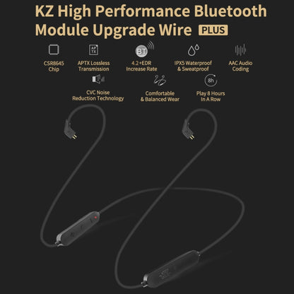 KZ Waterproof High Fidelity Bluetooth Upgrade Cable for KZ ZSN Earphones(Black) by KZ