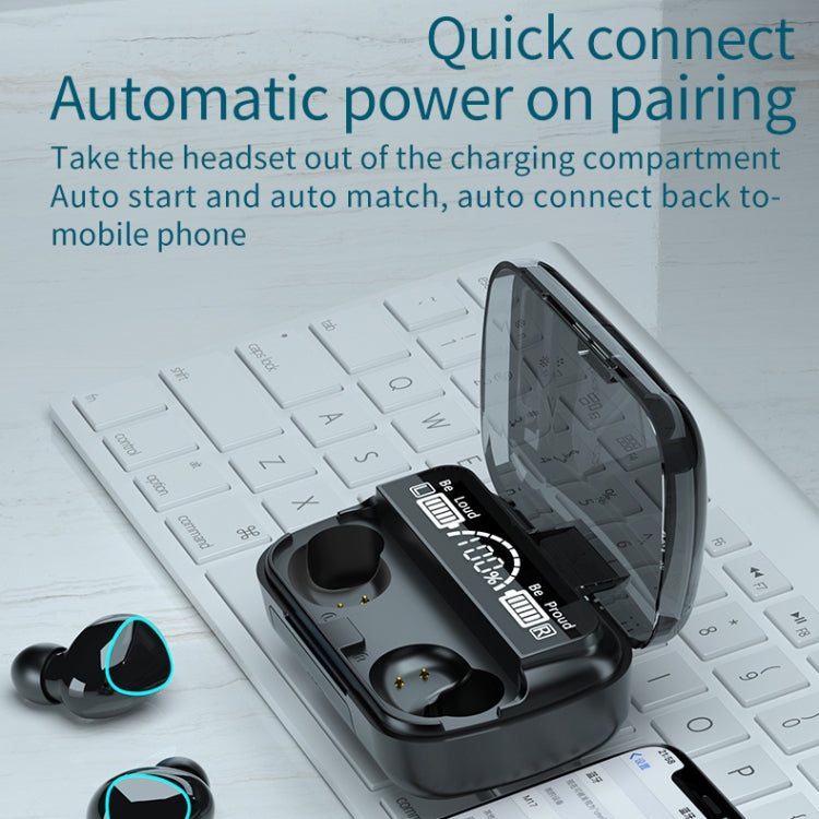 M10 Bluetooth 5.1 TWS Digital Display Wireless Bluetooth Earphone with Charging Box, Support Touch & Siri & Battery Display(Black) by bashfashion