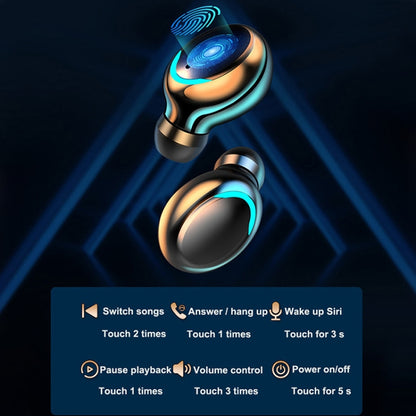 F9-5C LED Light + Digital Display Noise Reduction Bluetooth Earphone with Hand Strap(White) by bashfashion