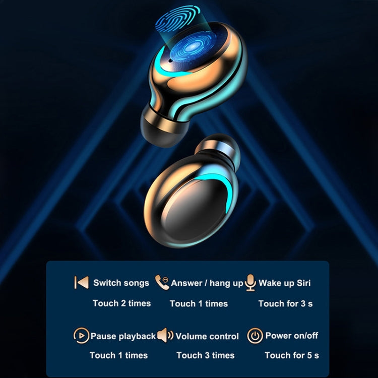 F9-5C Macaron Series LED Light + Digital Display Noise Reduction Bluetooth Earphone(Dark Blue) by bashfashion