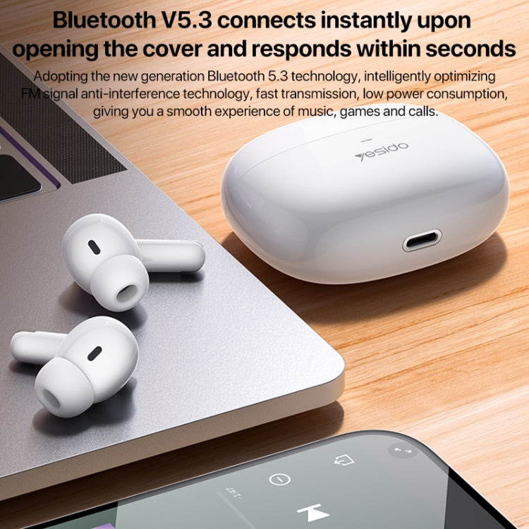 Yesido TWS28 ANC+ENC Dual Noise Reduction Smart TWS Wireless Bluetooth Earphone (White) by Yesido