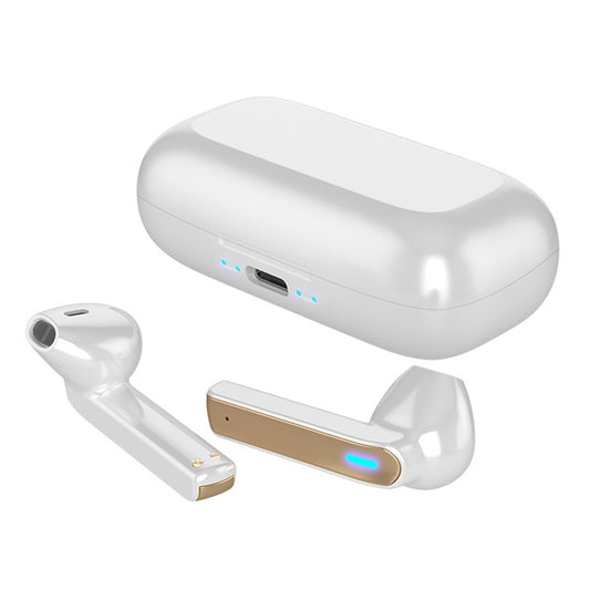 BQ02 TWS Semi-in-ear Touch Bluetooth Earphone with Charging Box & Indicator Light, Supports HD Calls & Intelligent Voice Assistant (White) by bashfashion