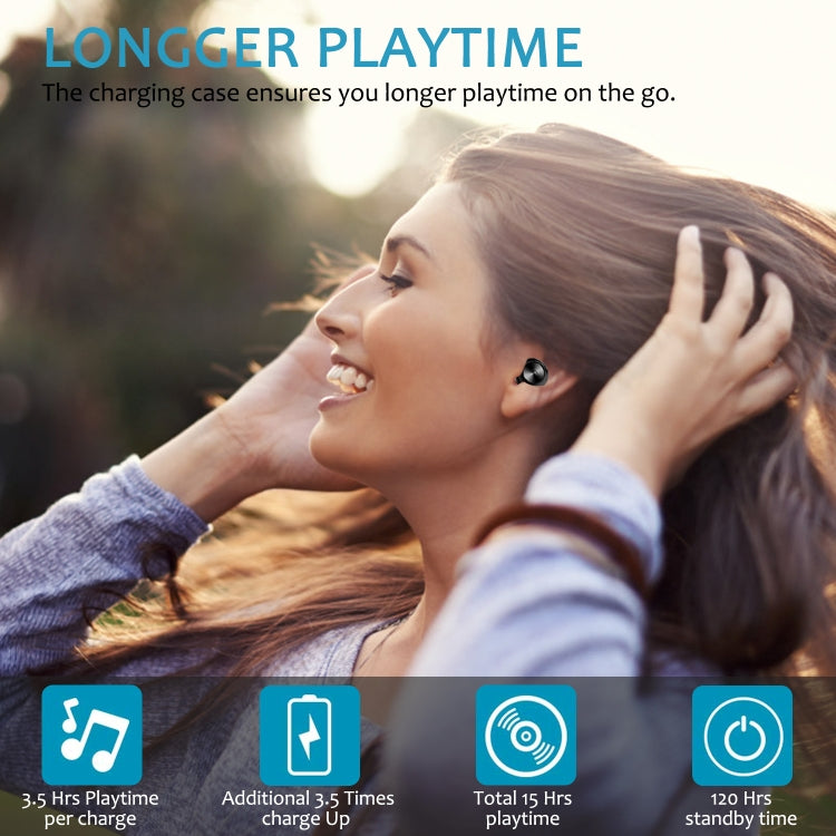 BTH-A6 Wireless Bluetooth 5.0 Earphone with Magnetic Charging Box (Black) by bashfashion