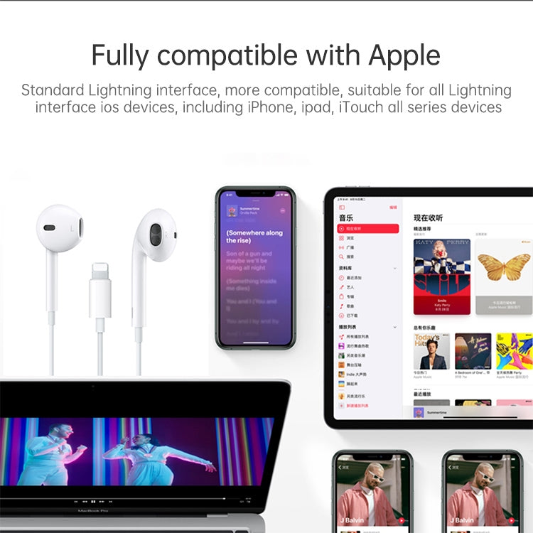 8 Pin Plug Wired Earphone, Support Calls and Music, Cable Lengrh: 1.2m by bashfashion