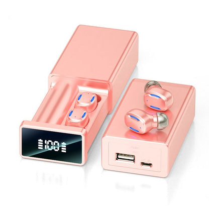 A22 English Version Pull-out Digital Display Bluetooth Earphone with Magnetic Charging Box, Support Touch Light & Power Bank (Pink) by bashfashion