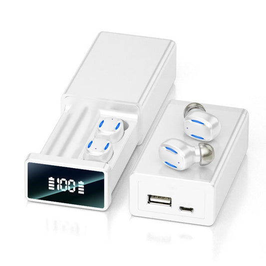 A22 English Version Pull-out Digital Display Bluetooth Earphone with Magnetic Charging Box, Support Touch Light & Power Bank (White) by bashfashion