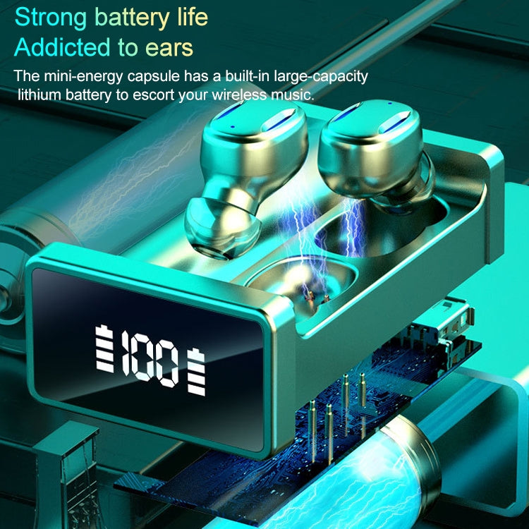 A22 English Version Pull-out Digital Display Bluetooth Earphone with Magnetic Charging Box, Support Touch Light & Power Bank (Blue) by bashfashion