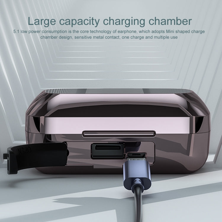 M23 Little Devil Pattern Intelligent Noise Reduction Touch Bluetooth Earphone with Three-screen Battery Display & Mirror Charging Box, Support HD Call & Siri (Black) by bashfashion